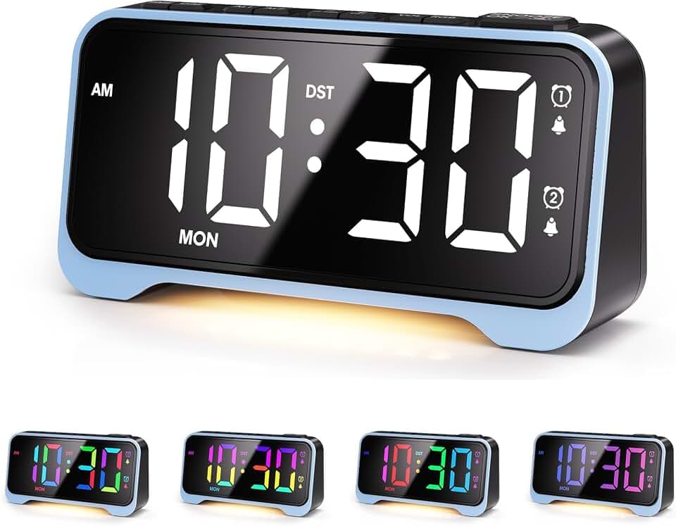 Mesqool RGB Digital Alarm Clock for Kids & Teens with Night Light