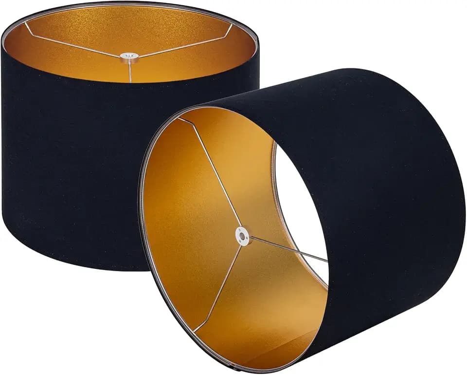 Wellmet BlackGold Set of 2 Lampshade Requires Self-assembly,18" Dia x12" H