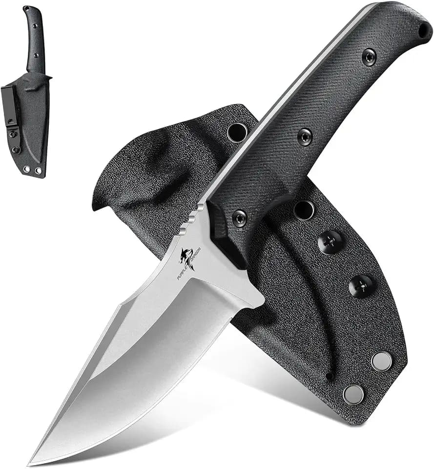 Purple Dragon Fixed Blade Knife - Full Tang Hunting Knife Black