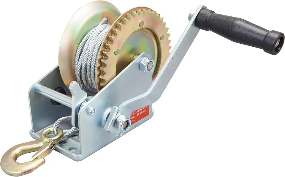 Big RED 1600lbs Capacity Manual Heavy Duty Hand Winch with 32.8FT Steel Wire Cable,Silver Portable Hand Crank Winch for Boat, Truck, Trailer, RV, ATV, Jet Ski