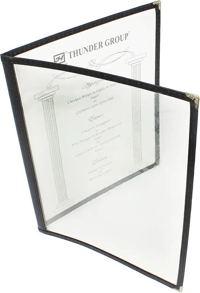 Thunder Group PLMENU-2BL Menu Cover, 8-1/2" x 11", Double-fold, Flexible, Plastic Laminate, Black, Pack of 10