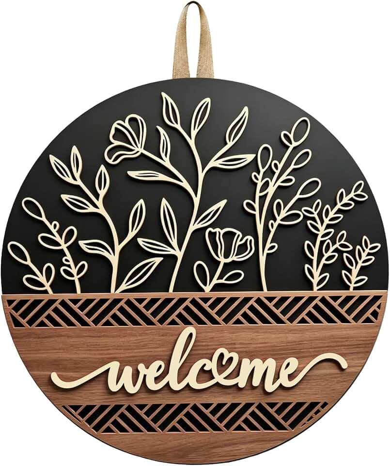3D Welcome Sign for Front Door, Ultra Large 14in Front Door Wreath