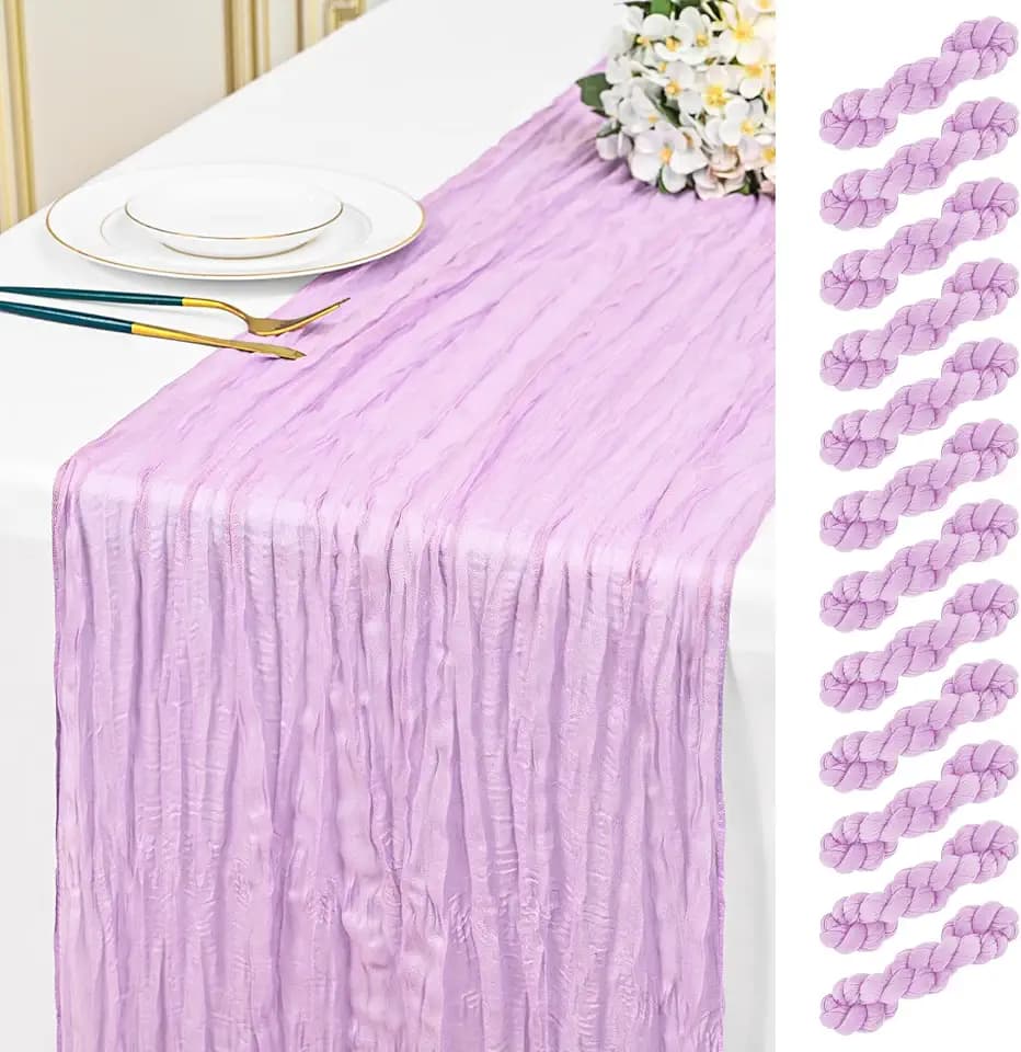12 Pack Lavender 10Ft Cheesecloth Table Runner