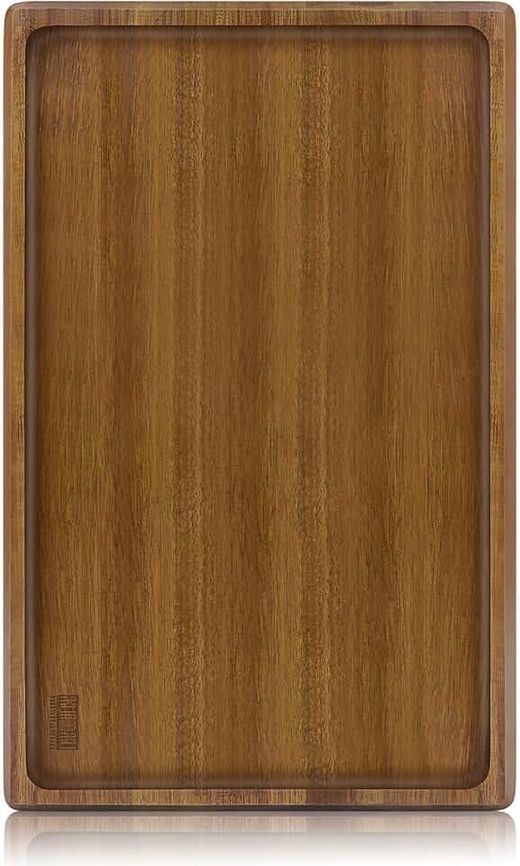 HOSHANHO Acacia Wood Serving Tray 16x10 Charcuterie Board & Non-Slip Pads