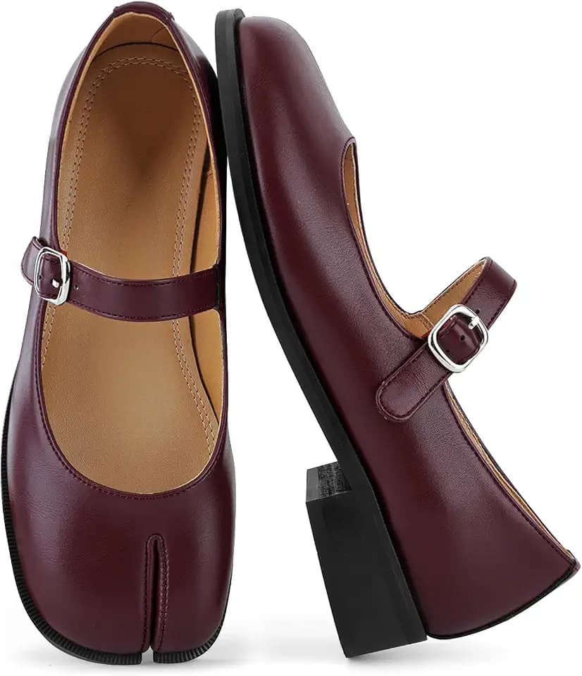 Mary Jane Flats Tabi Split Toe Women Casual Dress Ballet Shoes