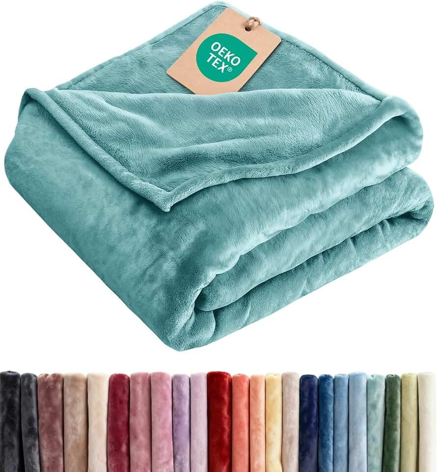 Ultra Soft Fleece Throw Blanket - College Dorm Room Essentials - Turquoise