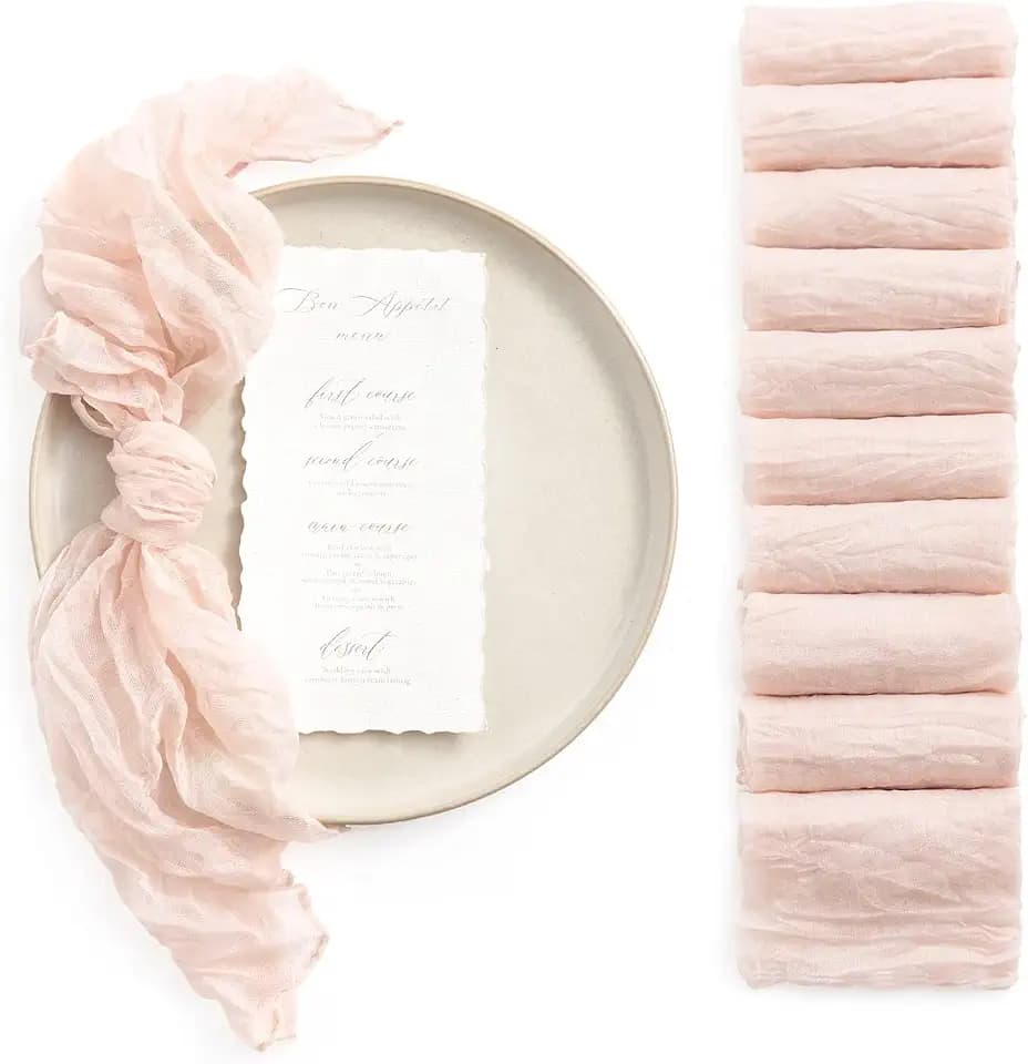 Ling's Moment 19x19 Inch Cheesecloth Napkins Set of 10 Blush Napkins
