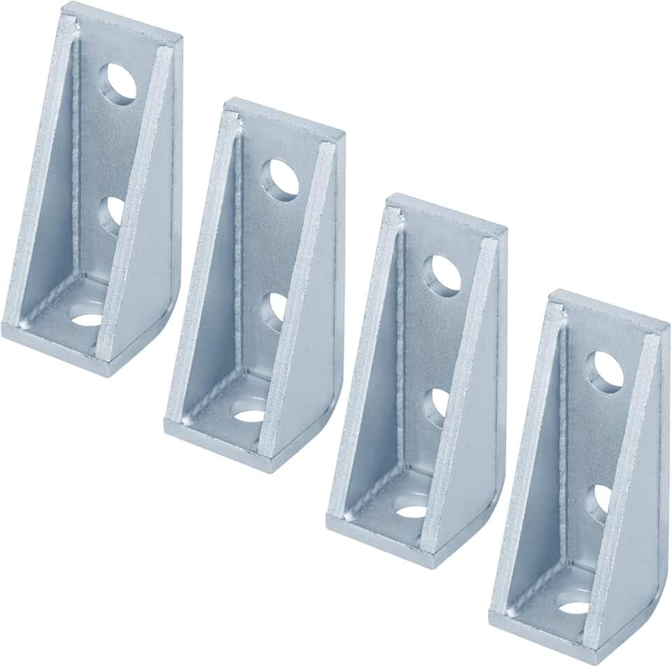 4 Pack 90 Degree Gusseted L Bracket, 1-5/8" Strut Channel Fititing