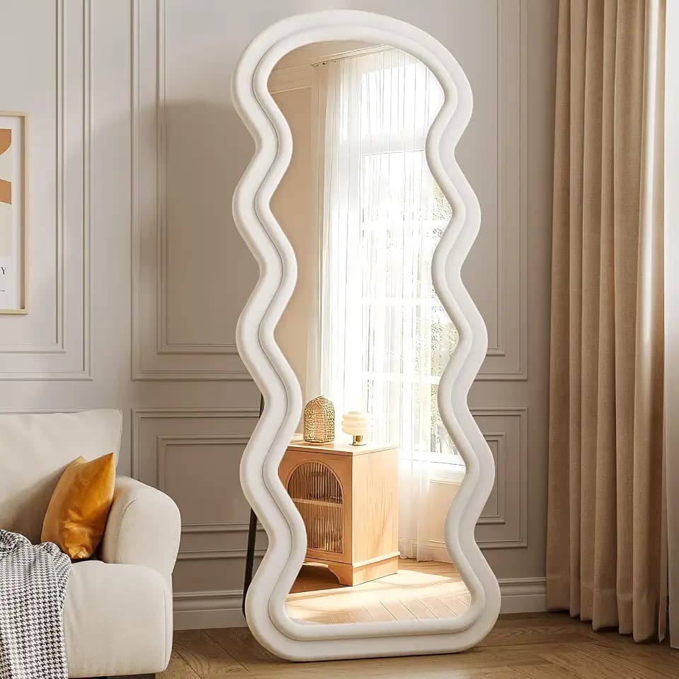 Full Length Mirror, 63"x24" Wavy Full Body Mirror Flannel