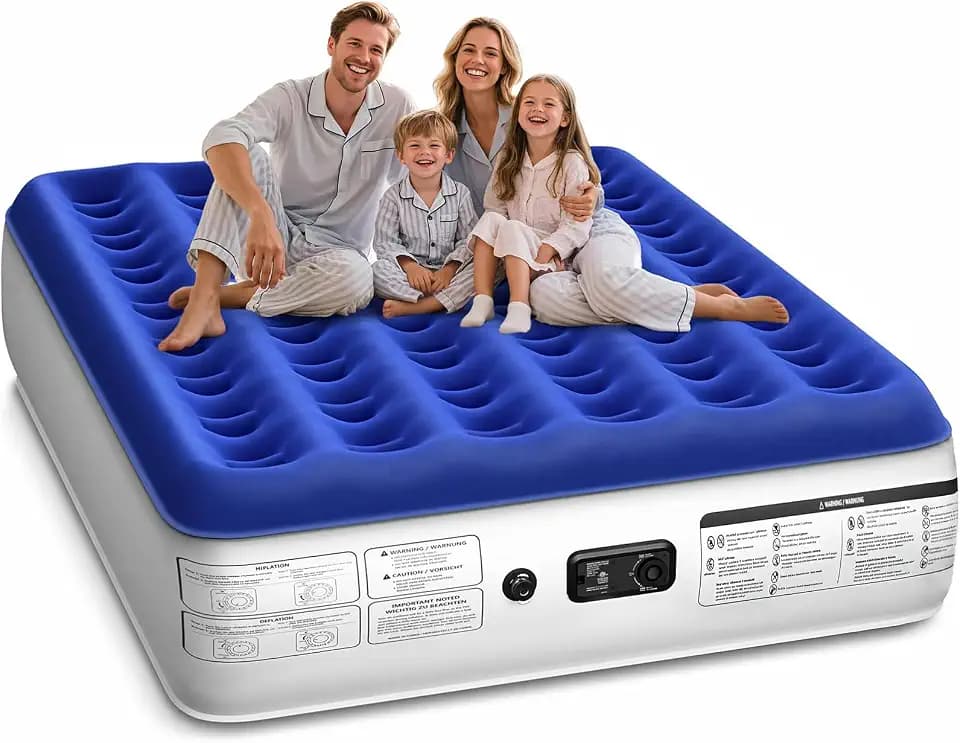 Xsleep Queen Air Mattress with Built in Pump Luxurious Comfort Raised Inflatable Mattress Queen Airbed Blow Up Mattress for Home and Guests Air Bed 2 Mins Fast Inflate/Deflate 660 lbs Max