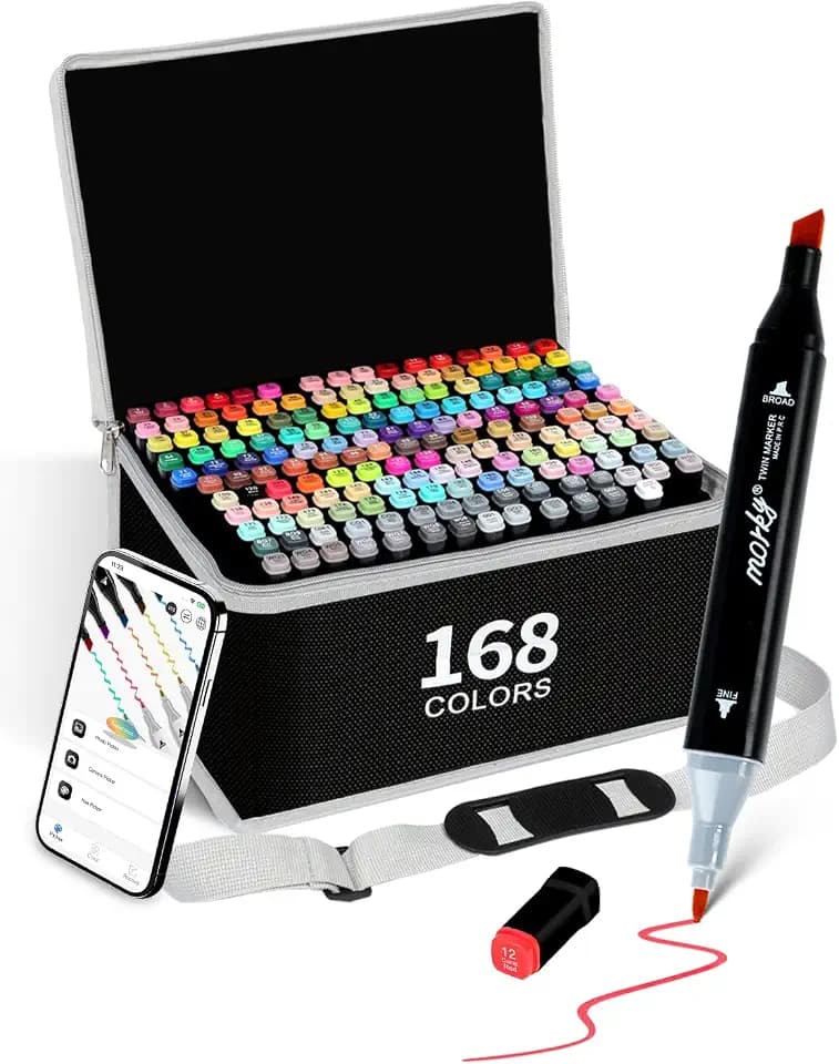 168 Colors Alcohol Markers with Free App Chisel & Fine Tip Coloring Markers