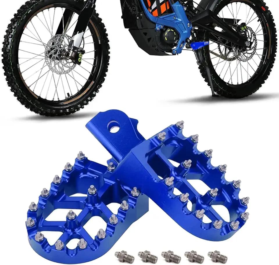 Motorrad-Fußrasten Breit CNC Stabile Ausführung für Elektro-Dirt-Bike Blau
