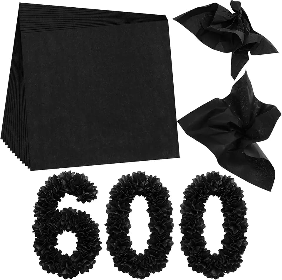 Crtiin 600 Pcs Black Homecoming Parade Pomp Floats Decorations 2026 5.5inch