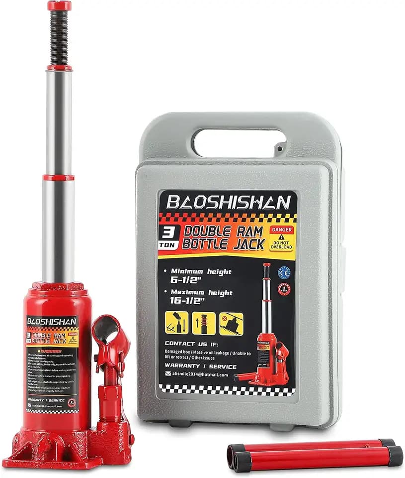 BAOSHISHAN 3 Tonnen Doppelrahmen Wagenheber Hydraulisch Tragbarer mit Tragetasche (Hubhöhe: 195 mm)