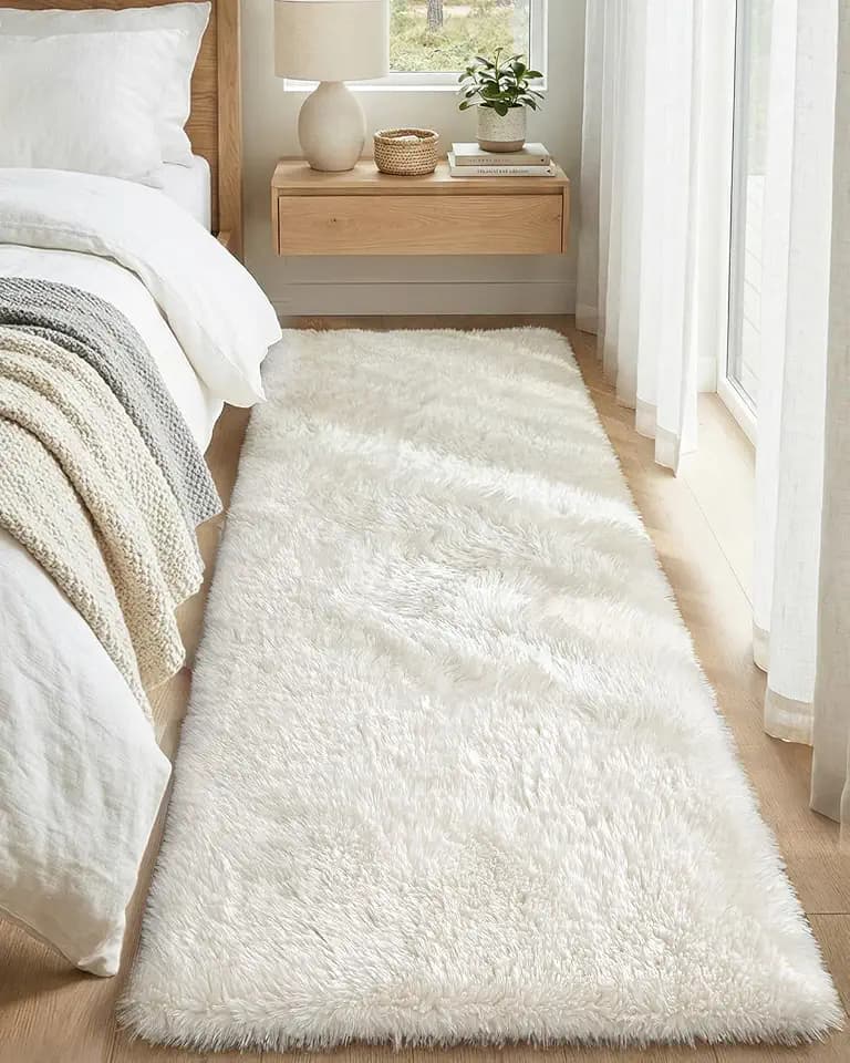 DEXI Runner Rugs for Hallway 2x6, Non Slip Bedside Rug for Bedroom, Cream