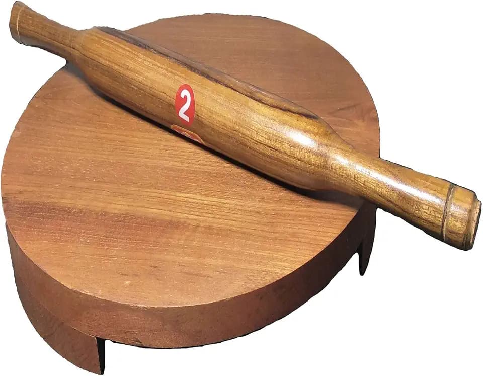 Wooden Chakla Belan Set – Rolling Pin & Rolling Board for Roti, Chapati & Dough – Traditional Indian Kitchen Tool for Flatbread, Tortilla & Pastry Making
