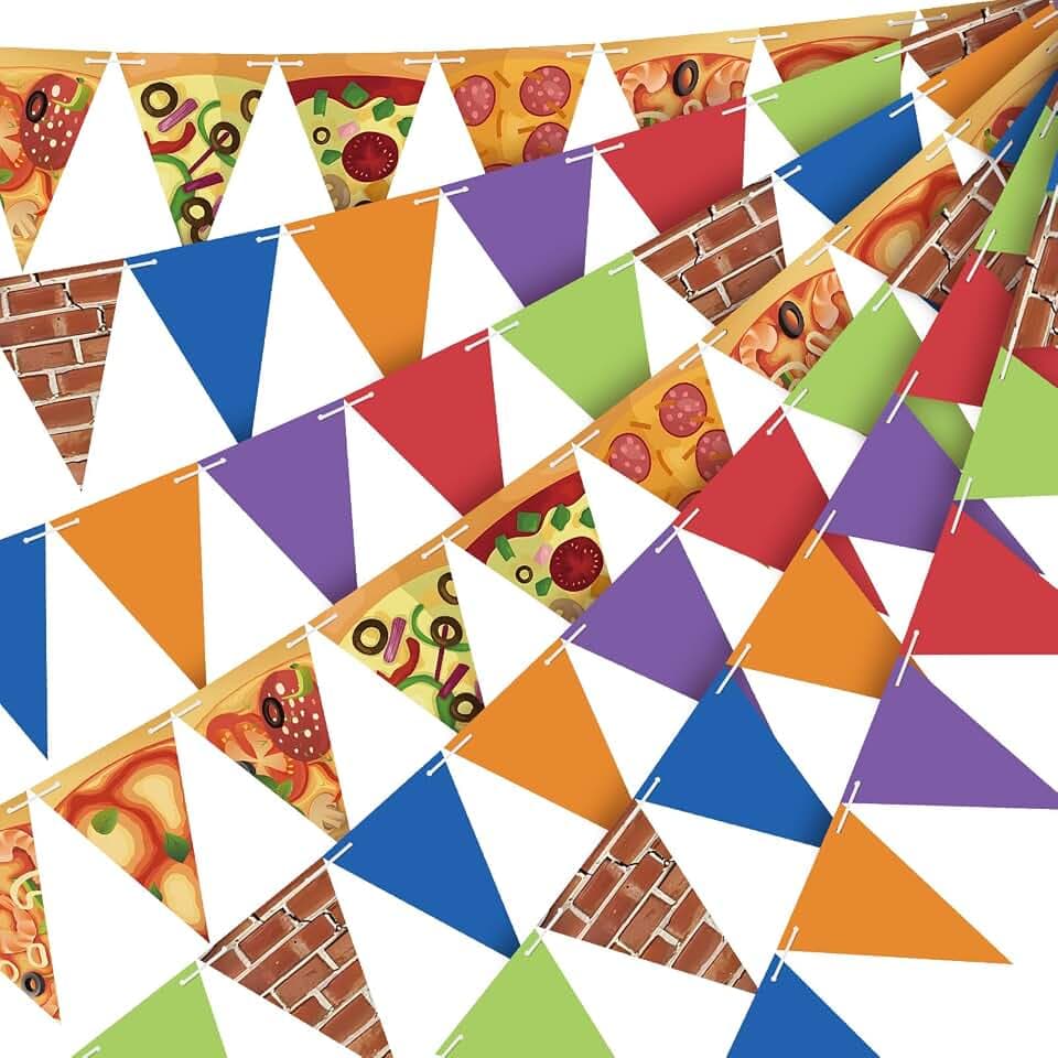 FuWeave 5 Pcs Turtle Party Banners Pizza Birthday Party Decorations