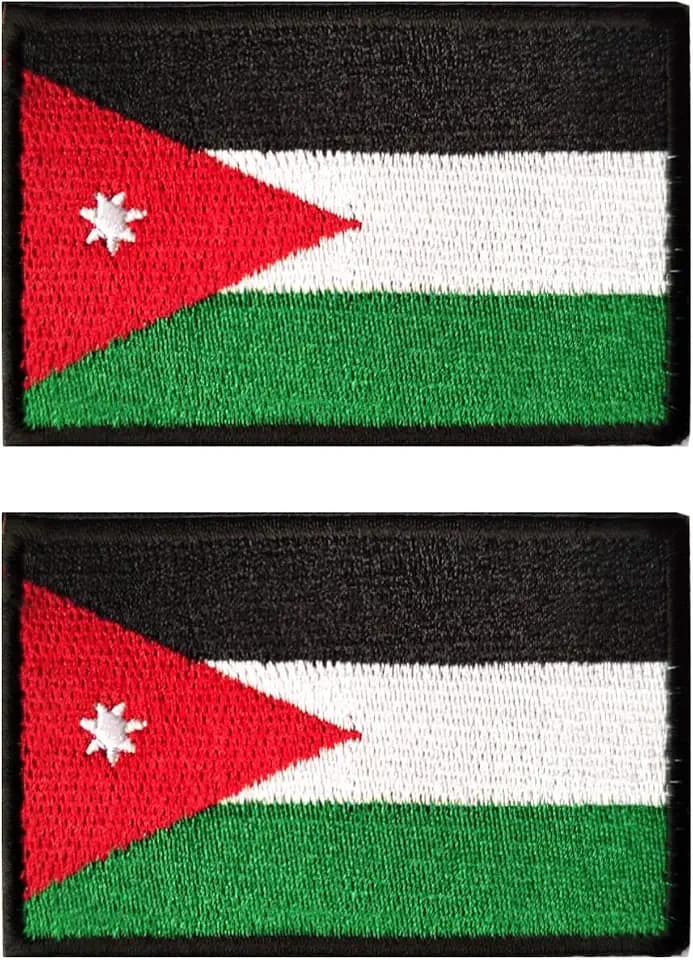 AliPlus 2PCS Jordan Flag Patches Embroidered Morale Patch Hook and Loop