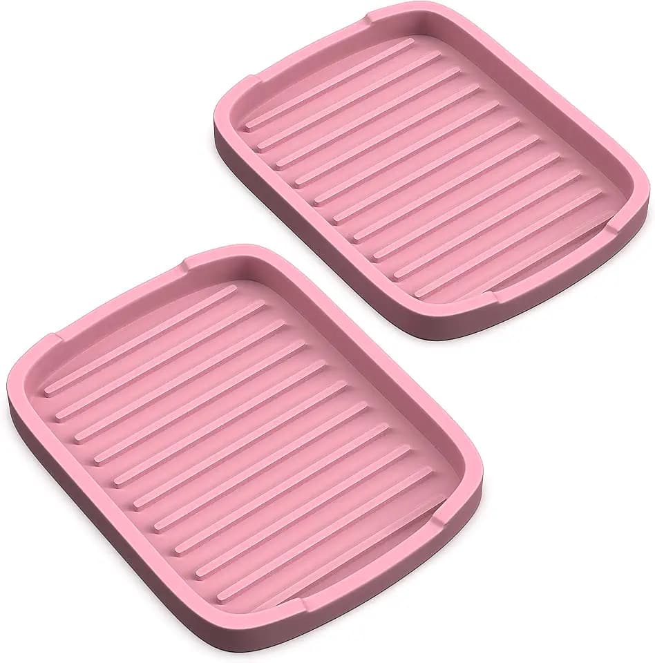 ZAPPOWARE Silicone Sponge Holder Soap Tray, Pink, Set 2pcs