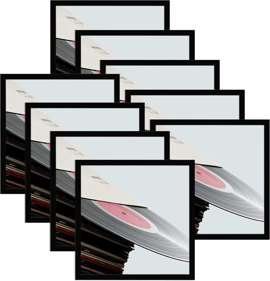 eletecpro Vinyl Record Frame, 12.5 x 12.5 in, Black, 9 Pack