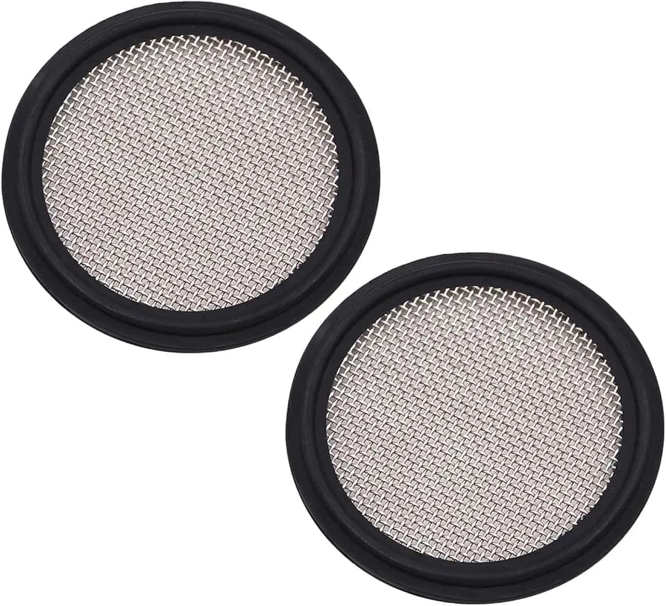 DERNORD 1.5" FKM Sanitary Gasket w/Stainless Screen - Tri Clamp Clover (Pack of 2) (20 Mesh)