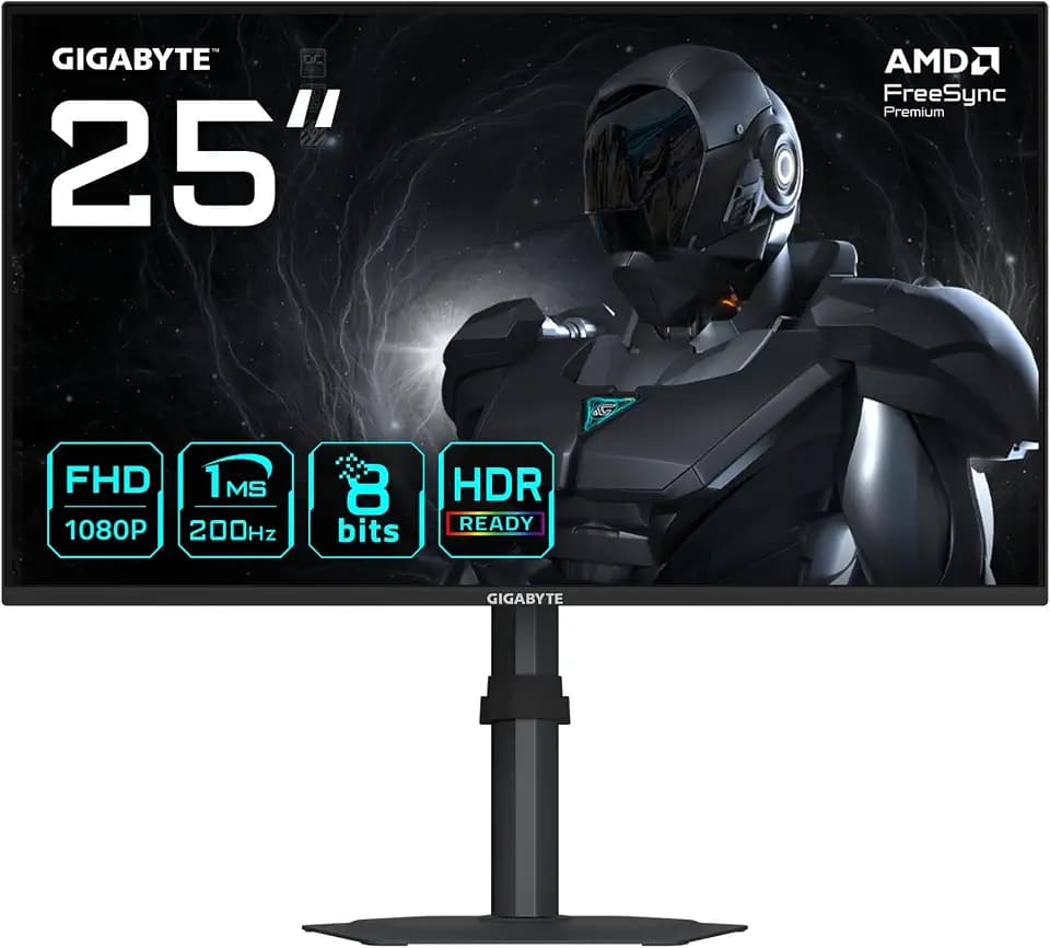 Gigabyte G25F2 24,5" FHD Gaming-Monitor – 1920 x 1080, 200Hz, 1ms, 300 cd/m², DisplayHDR 10, HDMI 2.0, DisplayPort 1.4