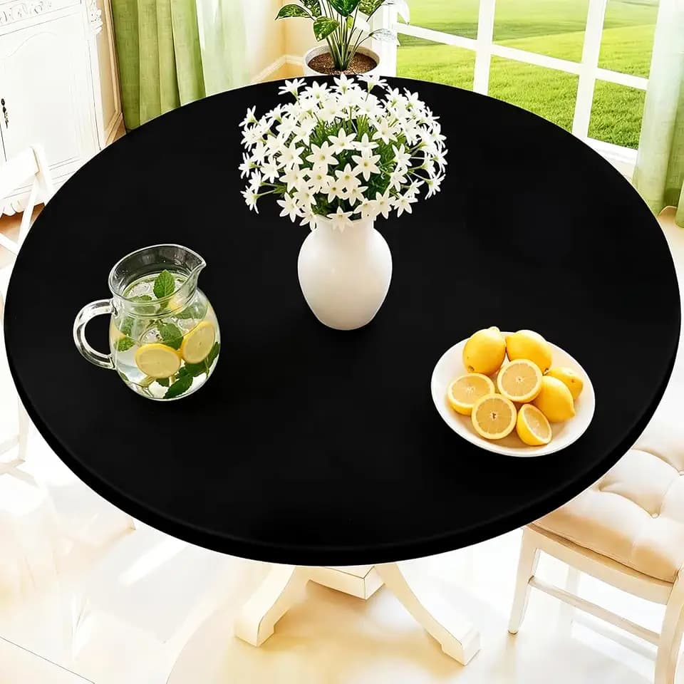 Moosfor Spandex Round Tablecloth, Fitted Table Cloth for 31"-35" Tables