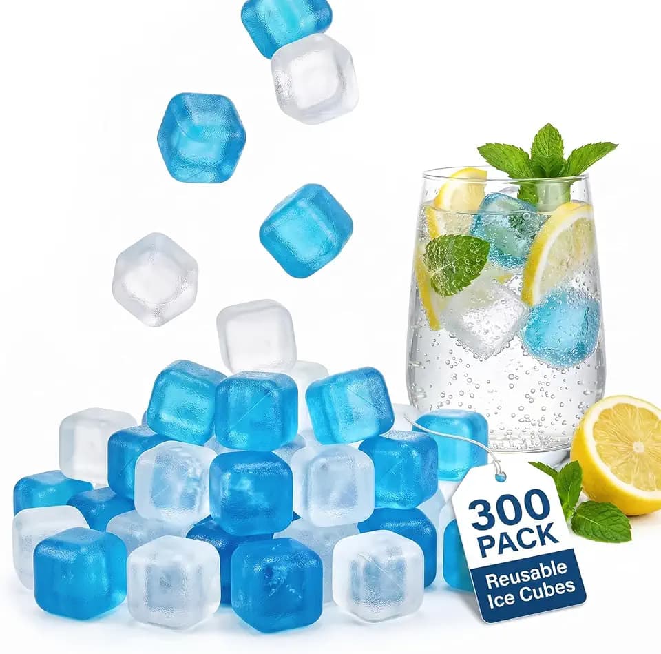 300PCS Reusable Ice Cubes Non-Diluting for Drinks, Coolers, Camping