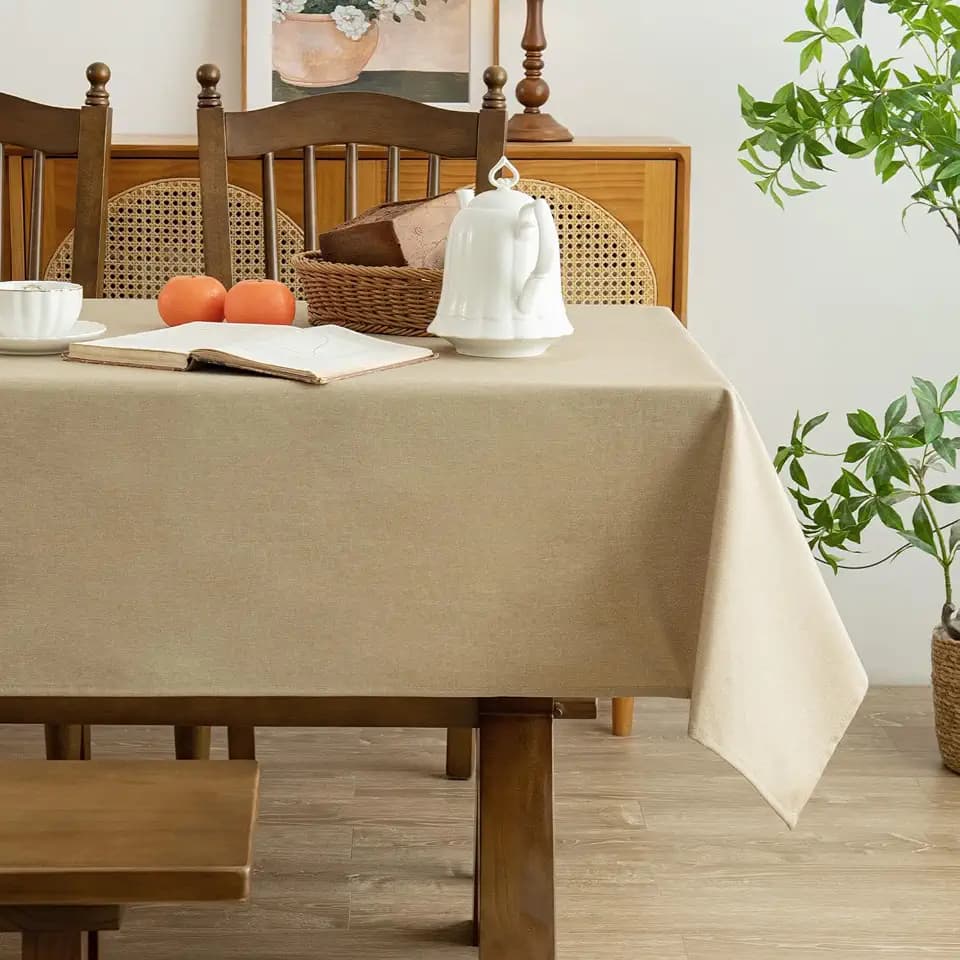 MikiUp Faux Linen Tablecloth - Slubby Textured Weaves Table Cloth for Rectangle Tables, Wrinkle Free Washable Fabric Table Cover for Dining, Farmhouse Outside, Linen 60 x 120 Inch