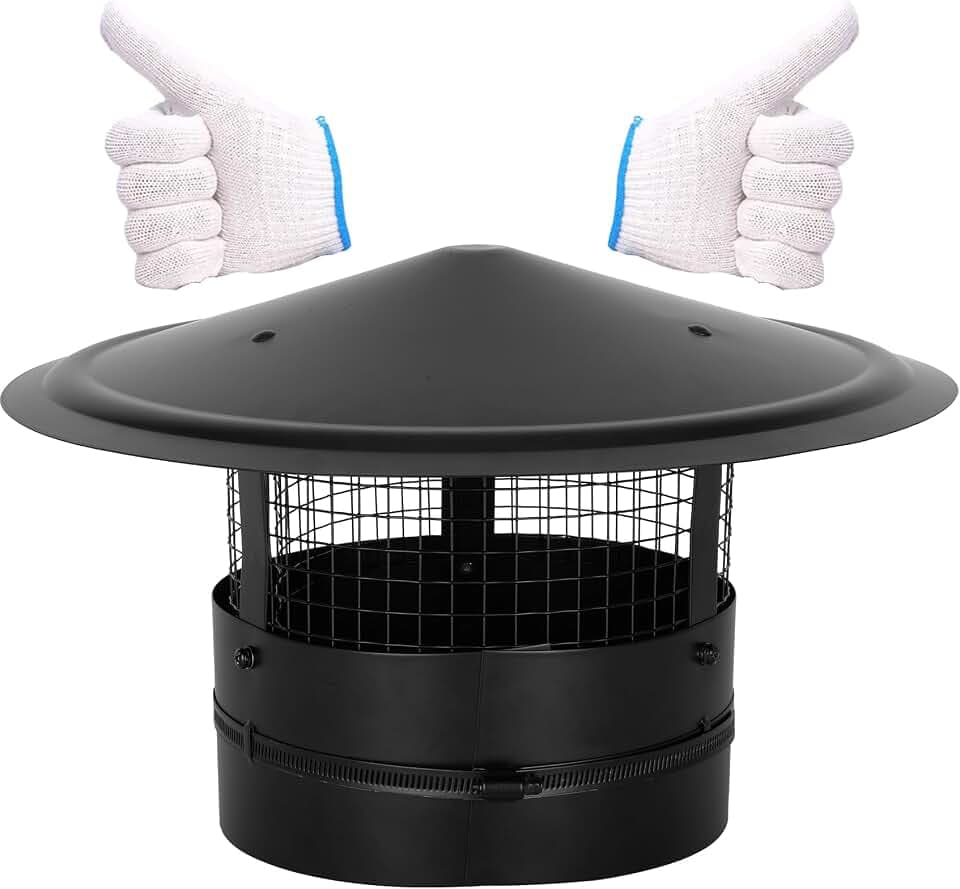 8Inch Chimney Cap,8 Inch Adjustable Stainless Steel Chimney Cap,304 Steel Round Rain Cover with Mesh Screen,Universal Cone Top Roof Cap for Wood/Oil Stove Vent,Weatherproof & Easy Installation