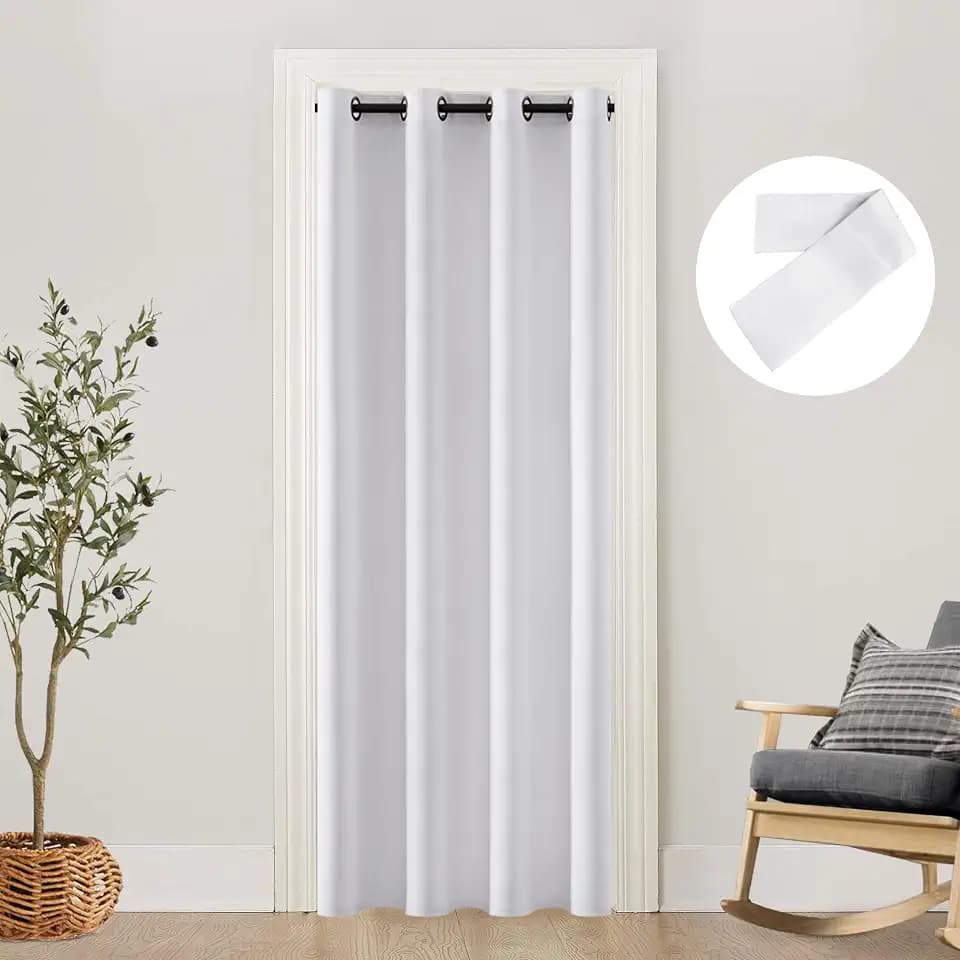 SHINELAND Closet Curtain for Open Closet, 42“ Extra Wide, Alternative to Folding Accordion Doors Interior for Doorway, White