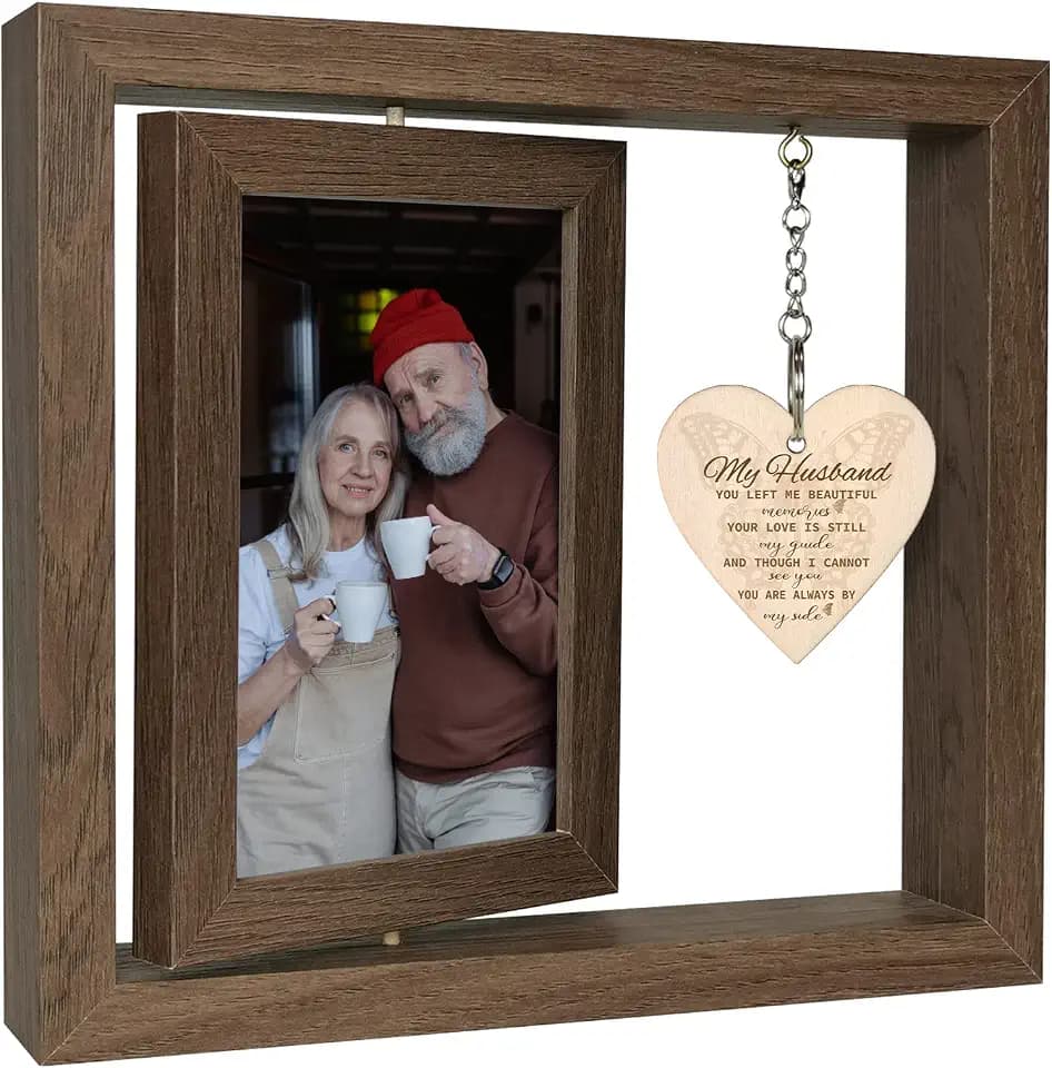 EYITUPC Rotating Husband Memorial Wood Frame Loss of Husband Sympathy Gift