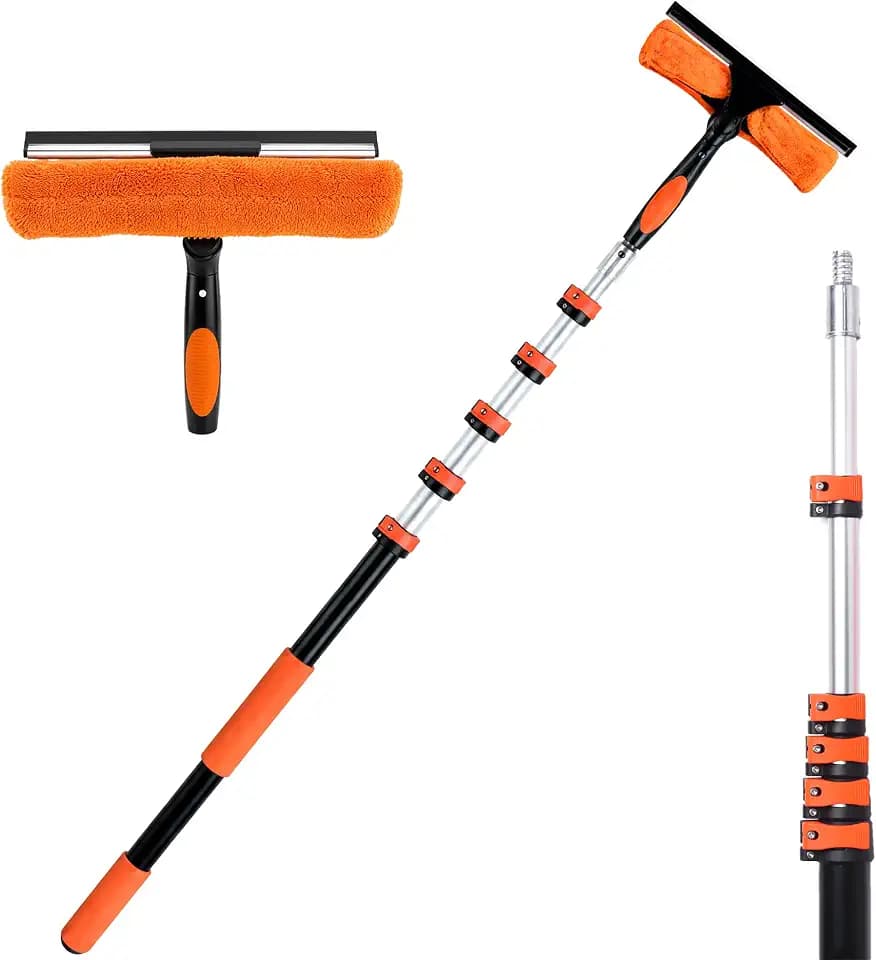 18FT Window Washing Kit, Squeegee with Telescopic Extension Pole