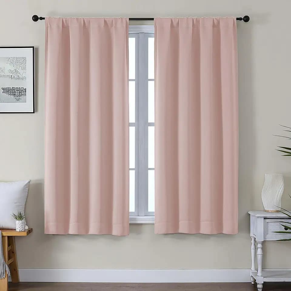 Gwine Valentine's Day Blackout Curtains for Living Room 63 Inch Long, Thermal Insulated Window Treatment Black Out Curtains for Bedroom Decor with Rod Pocket, Each 40" Wx63 L, Blush Pink, 2PCS