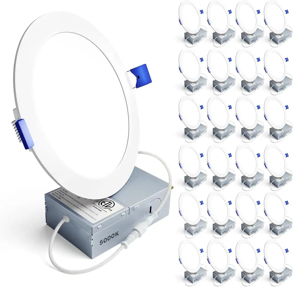 Ensenior 24 Pack 6 Inch LED Recessed Light, 5000K Dimmable Canless Wafer