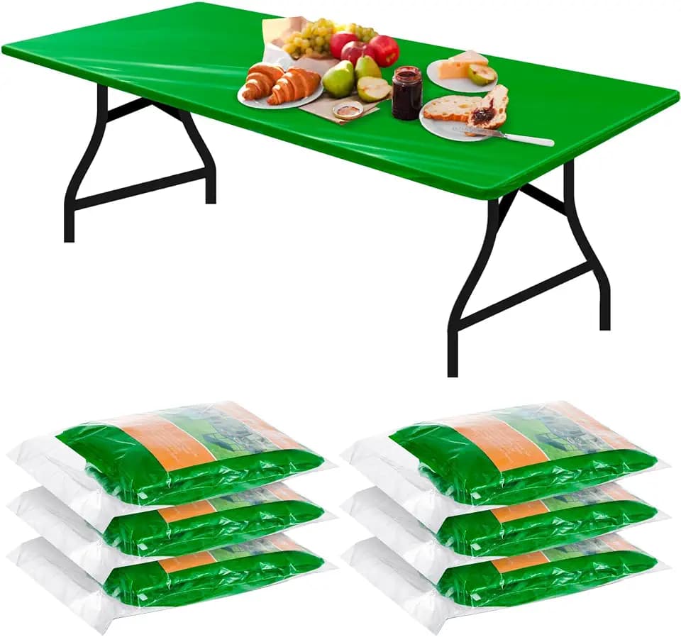 Boao 6 Pcs Disposable Plastic Fitted Tablecloth,72 X 30 Inch,Green