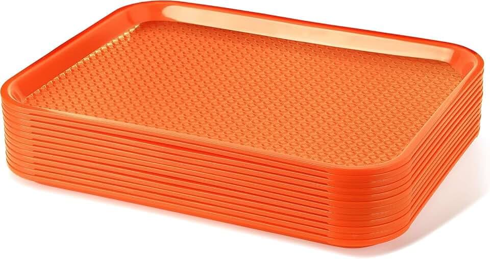 New Star Foodservice Fast Food Tray, Orange, 14 x 18 Inch, Set of 12