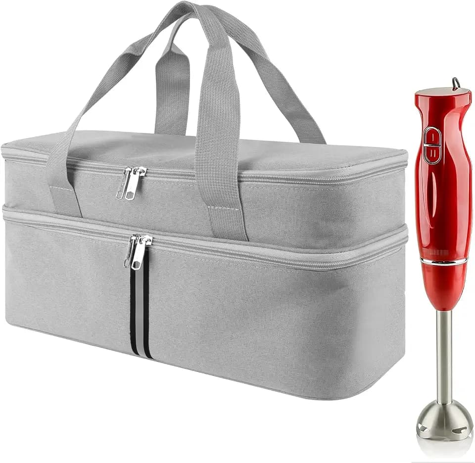 Immersion Hand Blender Storage Bag - Light Grey, Portable Handheld/Stick Blender Travel Organizer (Bag Only)