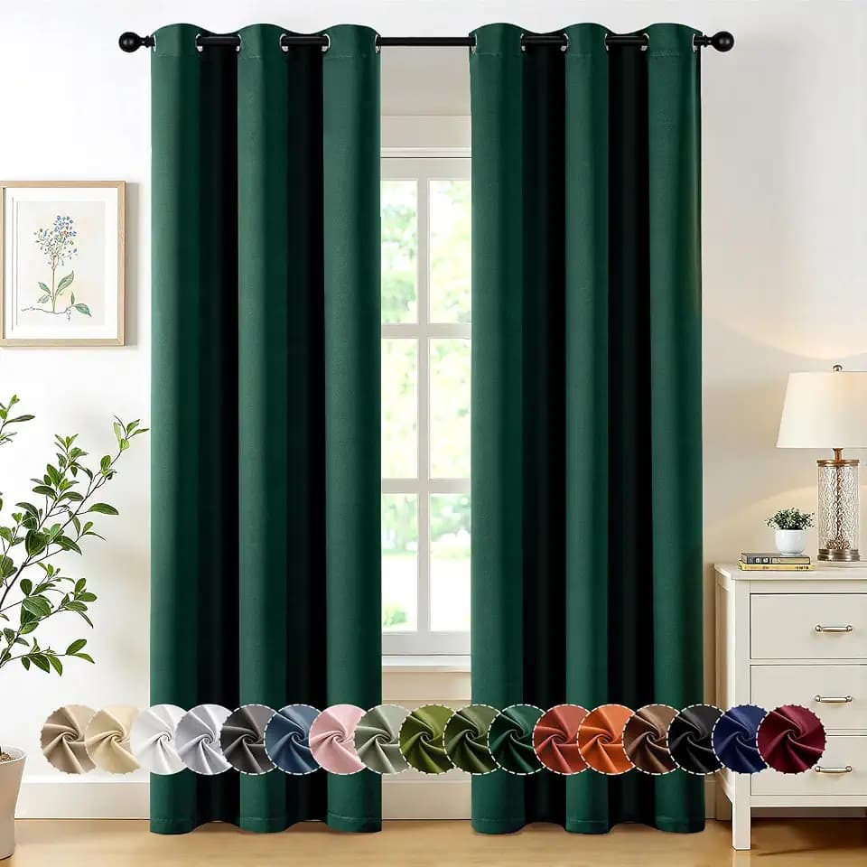MIULEE Blackout Curtains for Bedroom 2 Panel 40 x 84 Inch Long Hunter Green