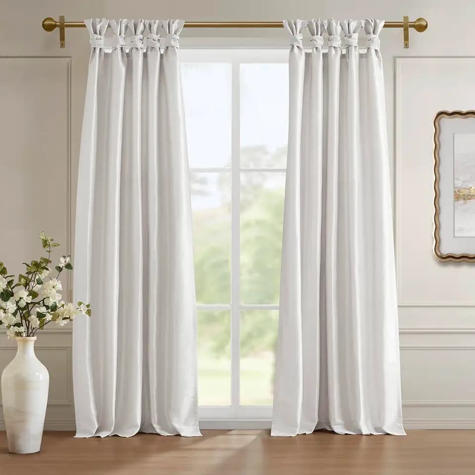 Madison Park Faux Silk Blackout Curtain 1 Panel for Privacy, 50x95 White