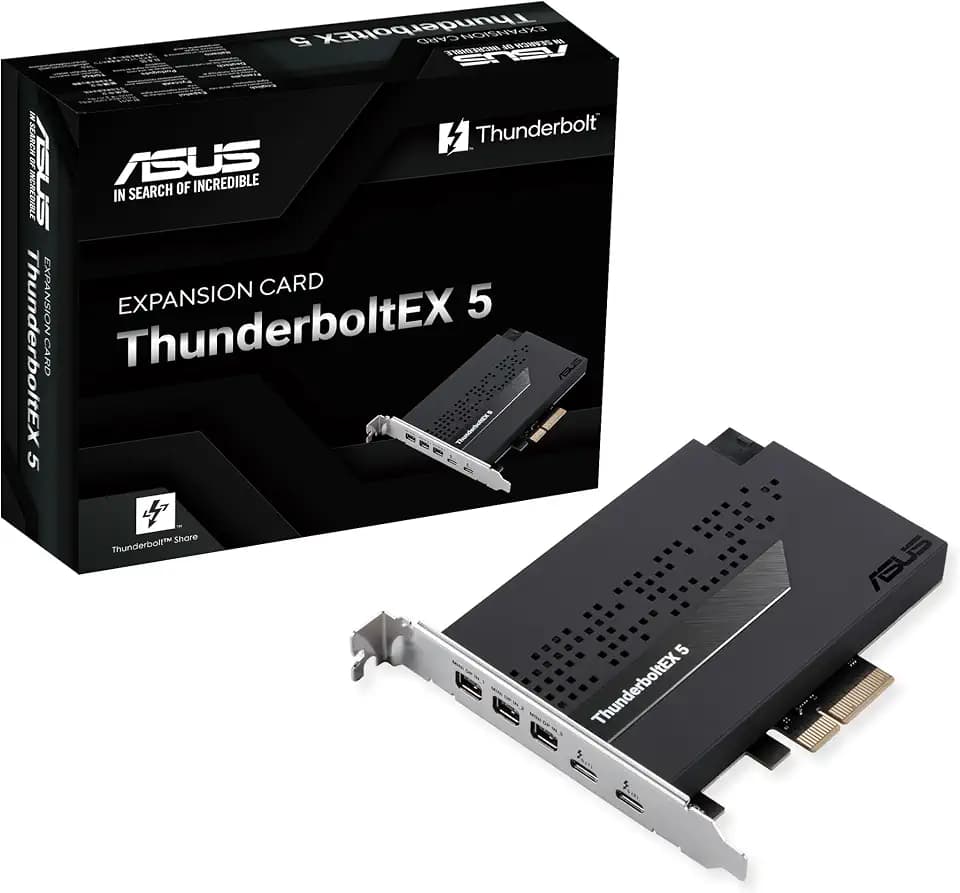 ASUS ThunderboltEX 5 Erweiterungskarte - Dual Thunderbolt™ 5 USB-C Ports, 120Gbps Bandbreite, DisplayPort™ 2.1, PCIe 4.0 x4, USB4®, kompatibel für Intel 800 Series Motherboards