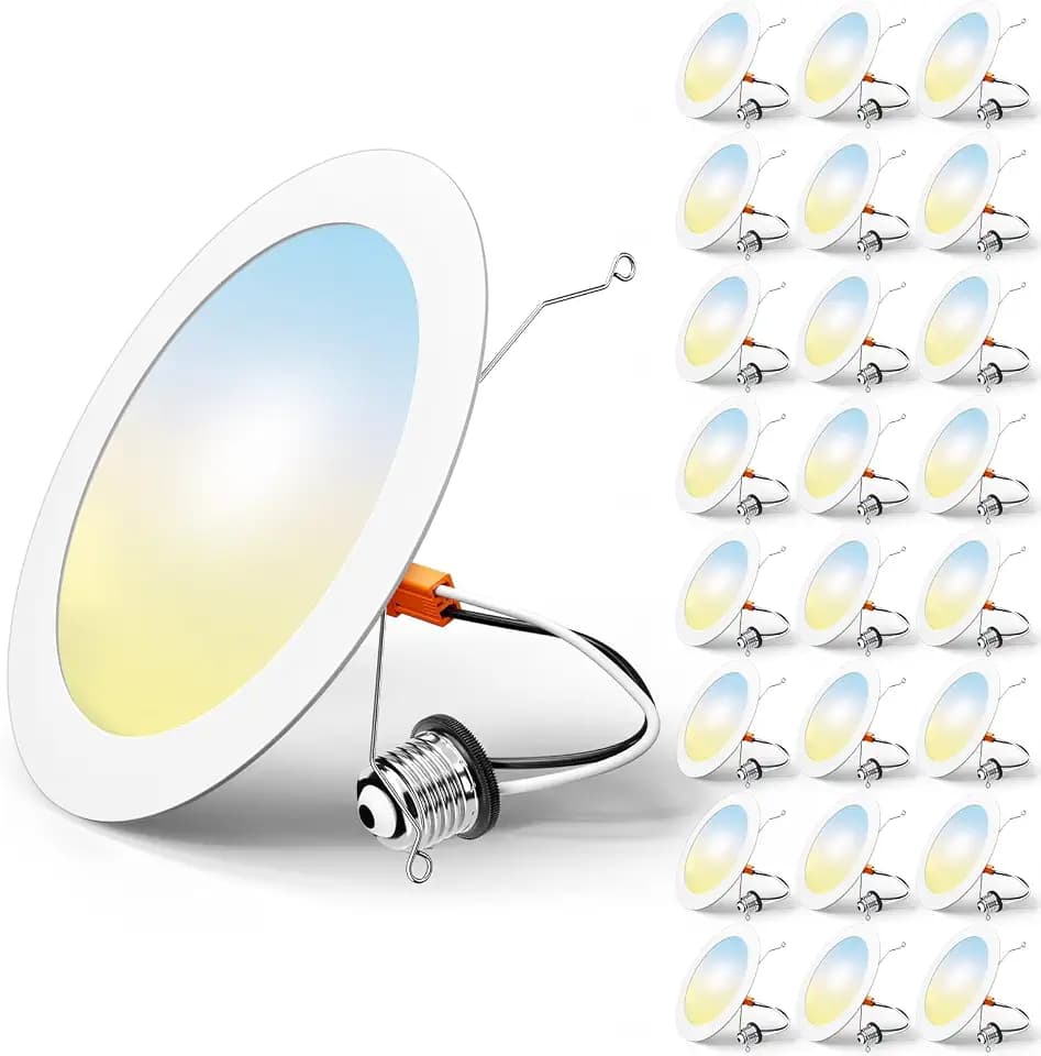 FREELICHT 24 Pack Retrofit LED Recessed Lighting 6 Inch, 5CCT, White