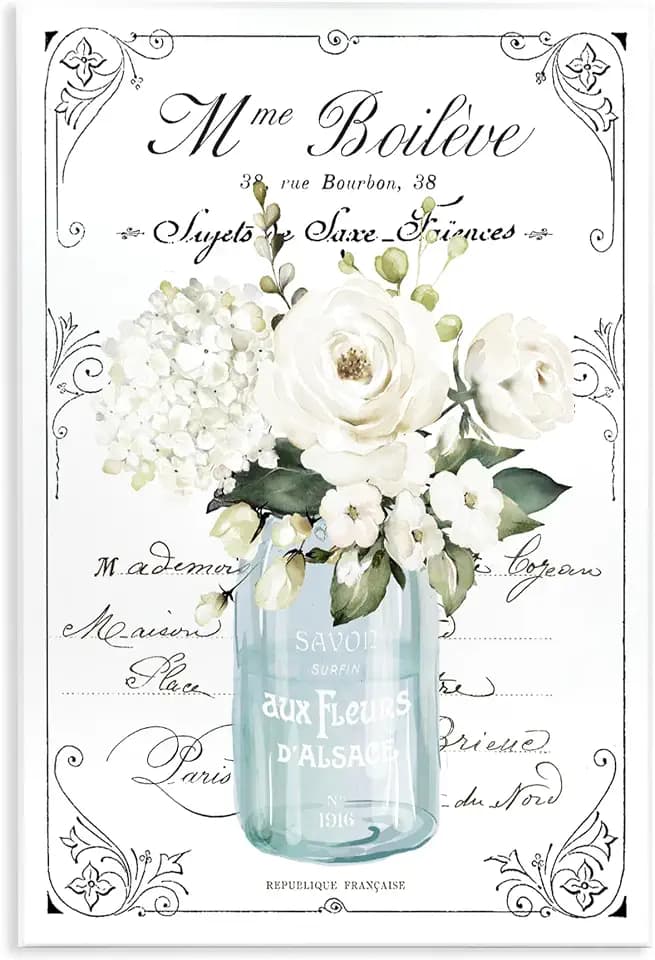 Vintage Parisian Floral Bouquet, 13 x 19 Inch Mounted Print on Wall Plaque