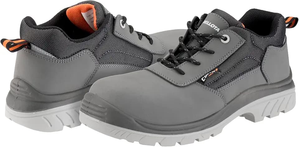 Bellota - Sicherheitsschuh Comp+ schwarz S3 für Damen und Herren (Größe 38-47) aus glattem, wasserabweisendem Leder, gepolstert und mit verstärkten Zonen gegen Abrieb, grau, 43 EU X-Ancho