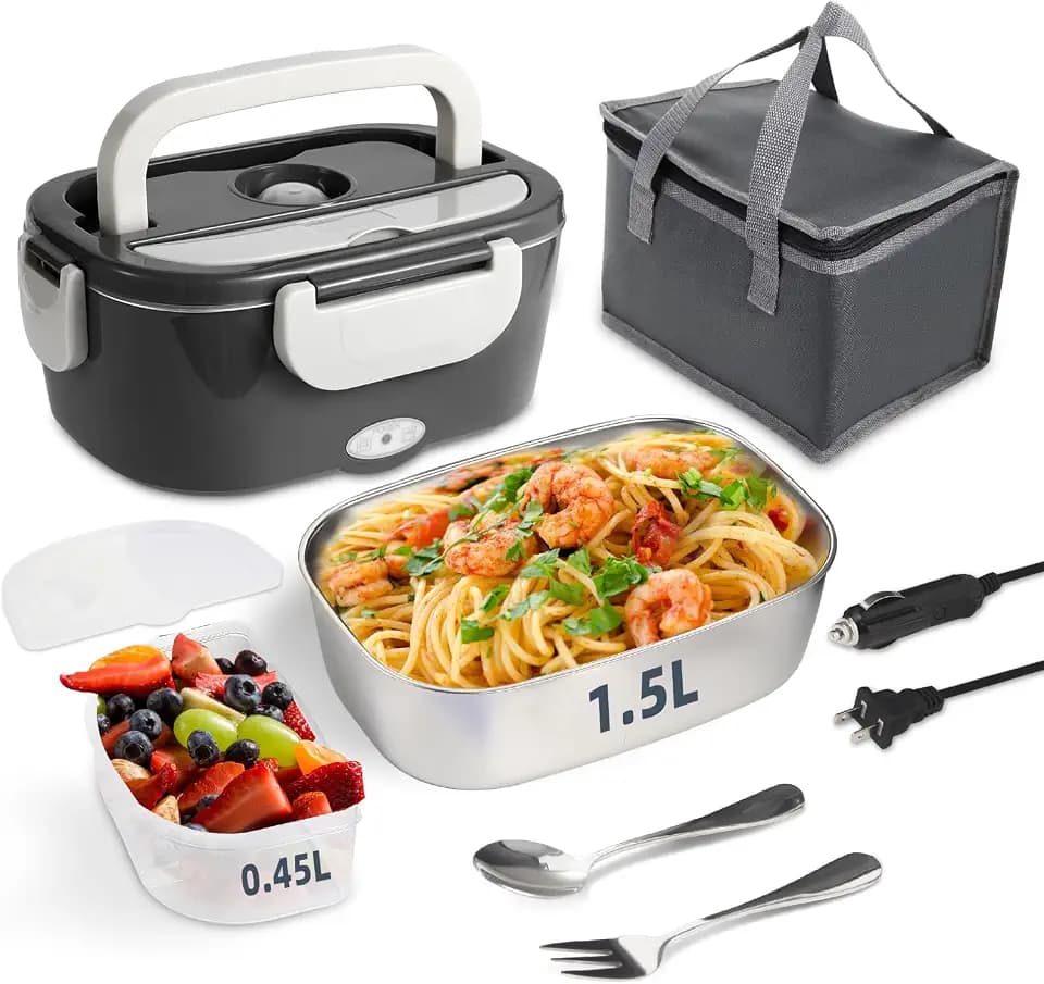 SOHIDA 1.5L Electric Lunch Box Food Heater, 80W Heated Lunch Box (Beige)