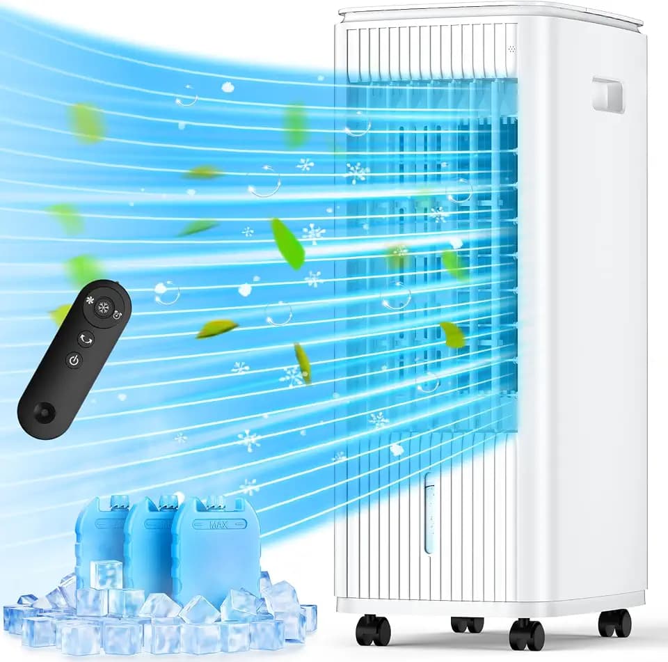 BALKO Evaporative Air Cooler, 3-IN-1 Swamp Cooler, 2 Modes and 3 Speeds, 25-INCH Windowless Air Conditioner w/Remote…