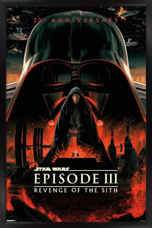 Star Wars: Revenge Of The Sith - 20th Anniversary Wall Poster, 34L" x 22.4W", Black Framed Version