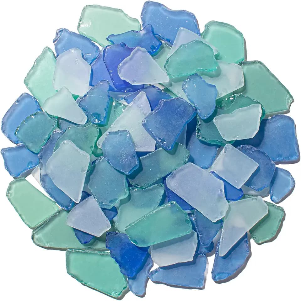 Keedolla 40oz Sea Glass Pieces for Crafts, Beach Sea Glass Tumbled Decor Frosted Seaglass Pieces for DIY Crafts, Weddings & Home Decor - Blue, White, Light Green