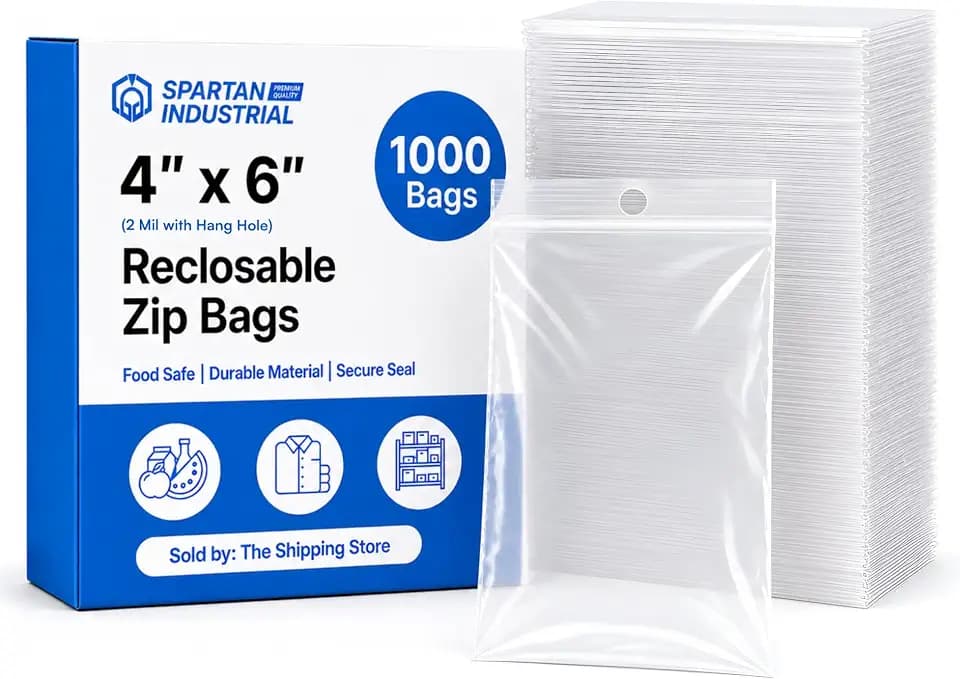 4" X 6" Zip Bags With Hang Hole for Displays (1000 Count) - 2 Mil