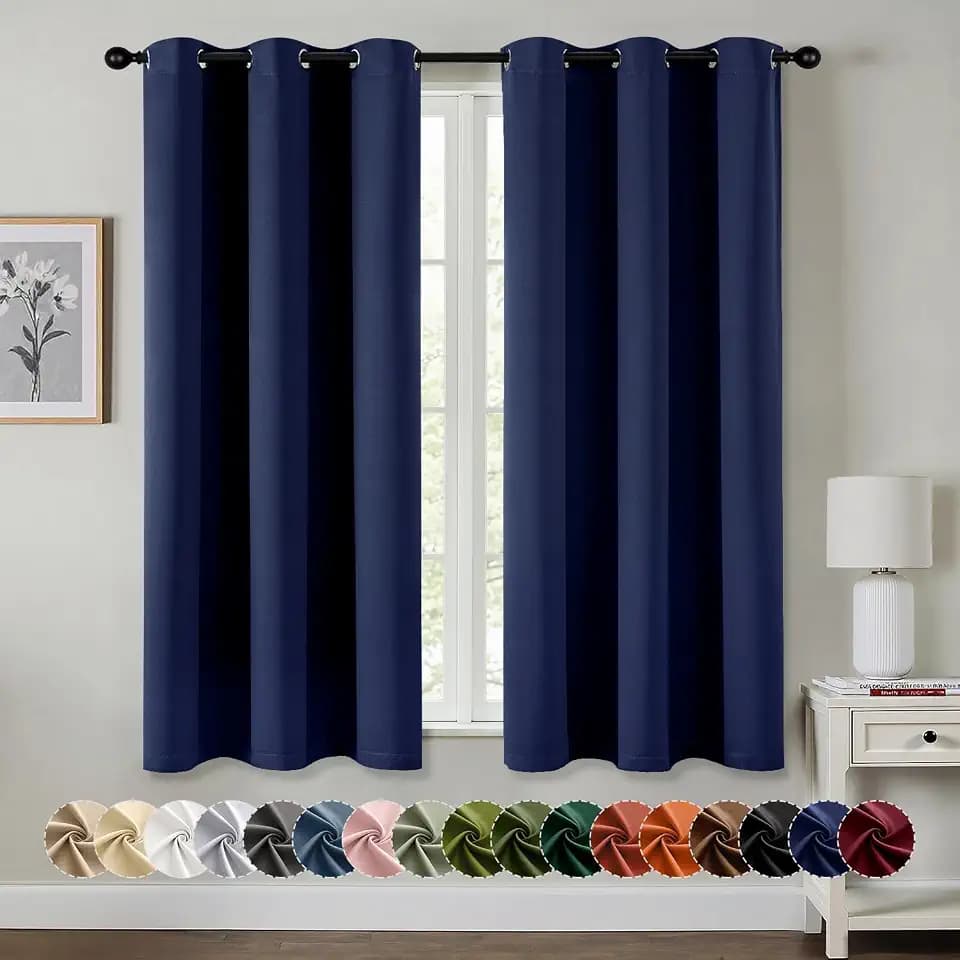 MIULEE Blackout Curtains for Bedroom 2 Panels 34 x 45 Inch Long Navy Blue